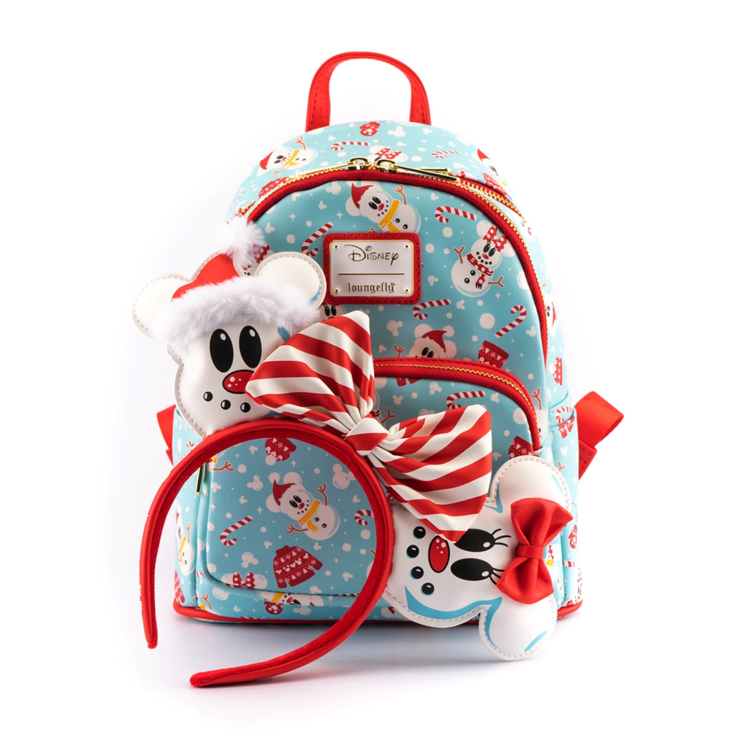 Loungefly Disney Minnie Mickey Snowman AOP Mini Backpack  display picture 2