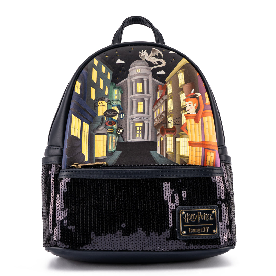 harry potter black lightning bolt mini backpack Loungefly Dragon Alley Sequin – Spell Boutique Butterfly Flat Fall best backpacks for women SKU:CCS76MH tone trims and details