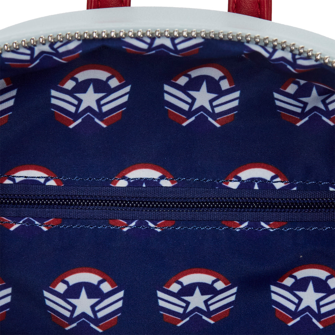 NWT Loungefly Disney Falcon Captain America Cosplay Mini Backpack Loungefly Marvel Shine Captain America Cosplay Mini Backpack  main image 4