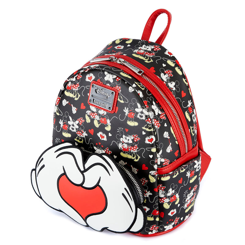 Loungefly Disney  Mickey and Minnie heart hands mini backpack