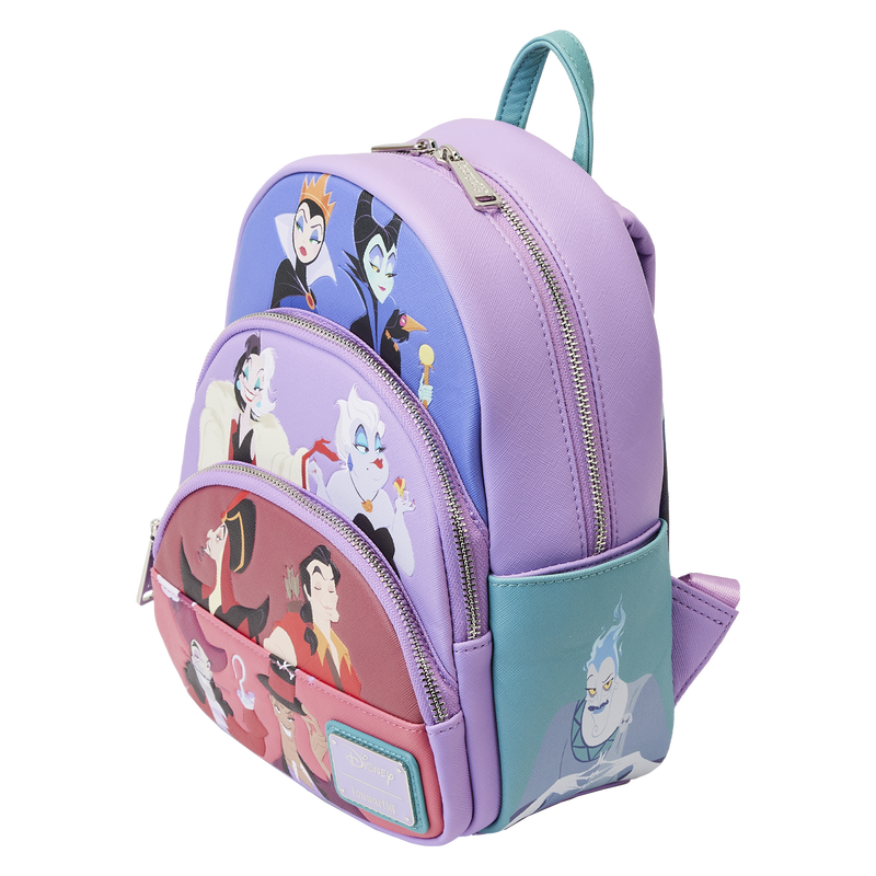 LOUNGEFLY DISNEY VILLAINS COLOR BLOCK TRIPLE POCKET MINI BACKPACK (Mid March)