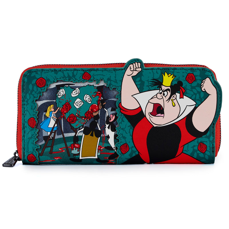 Loungefly Disney  villains scene series queen of hearts zip around wallet
