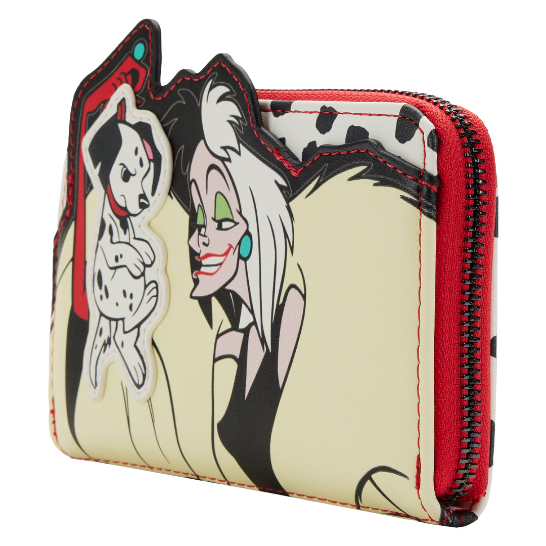 LOUNGEFLY DISNEY 101 DALMATIANS VILLAINS SCENE CRUELLA WALLET