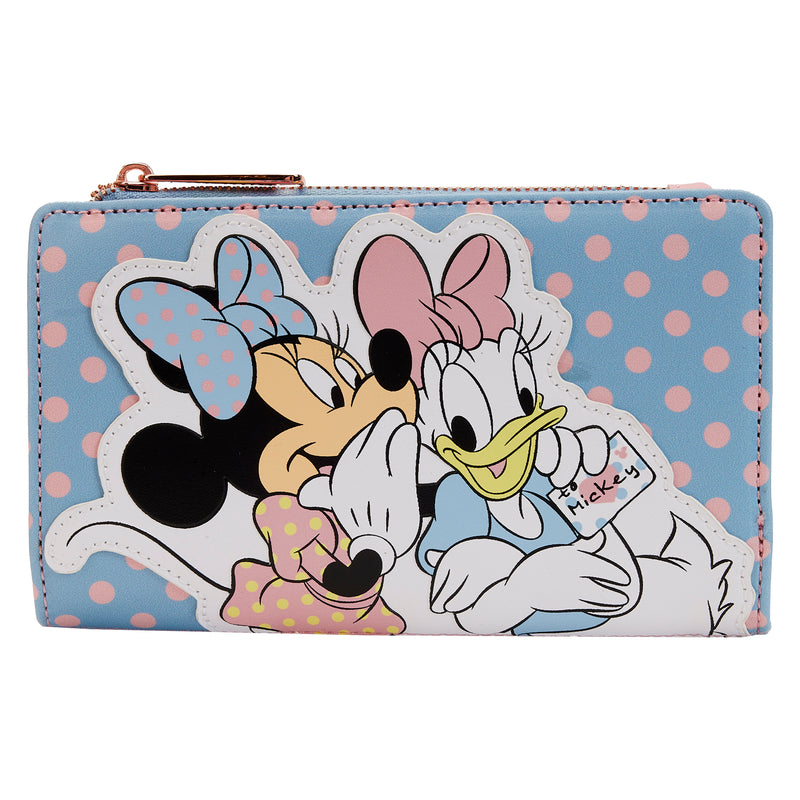 LOUNGEFLY DISNEY MINNIE DAISY PASTEL COLOR BLOCK DOTS FLAP WALLET